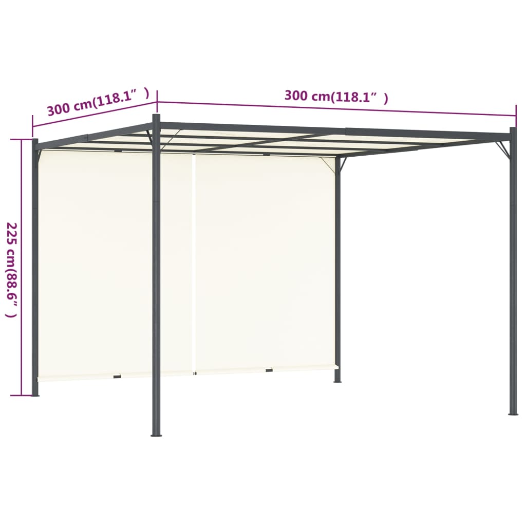 Pergola s podesivim krovom krem bijela 3 x 3 m čelična