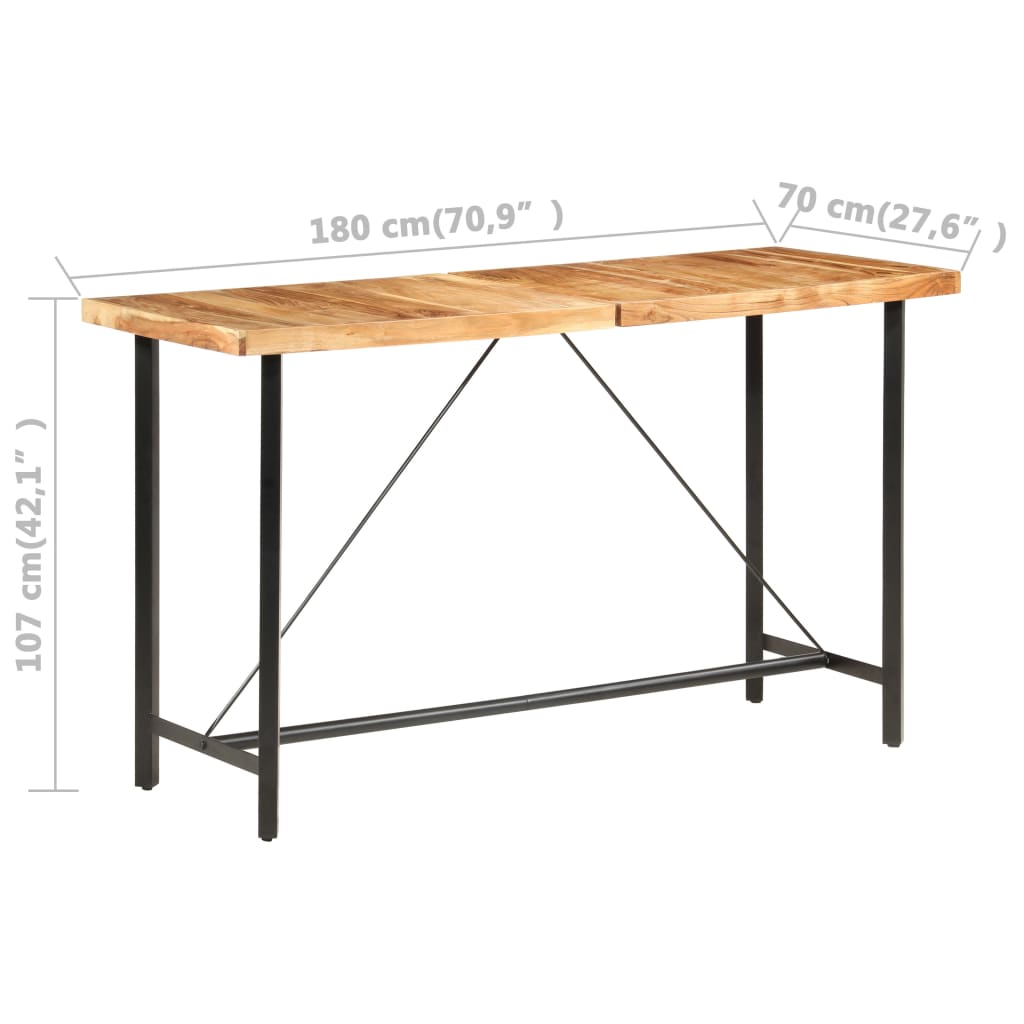 Barski stol 180 x 70 x 107 cm masivno bagremovo drvo