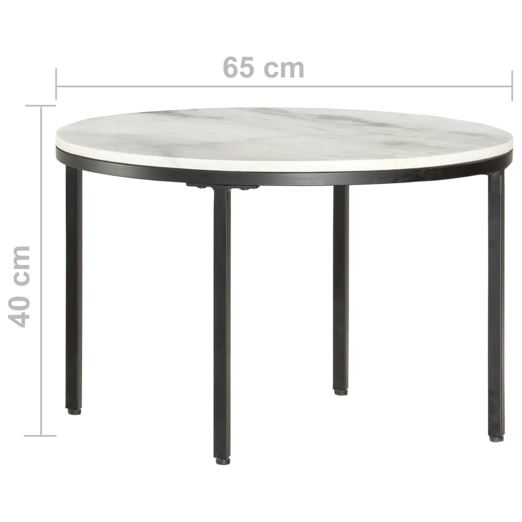 Stolić za kavu bijelo-crni Ø 65 cm od pravog punog mramora