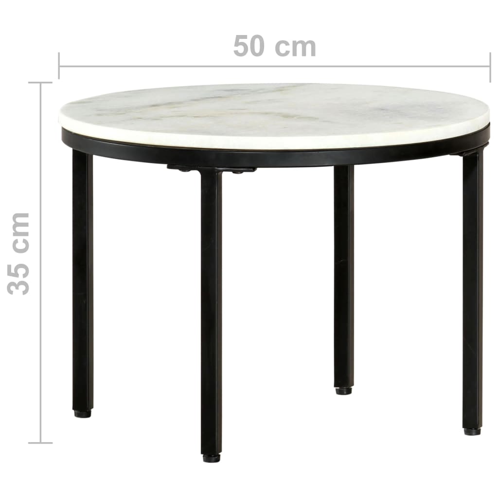 Stolić za kavu bijelo-crni Ø 50 cm od pravog punog mramora