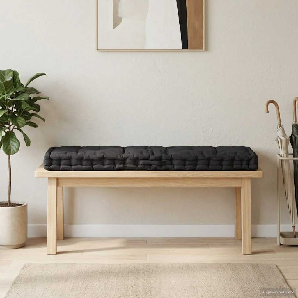 Paletni podni jastuk pamučni 120 x 40 x 7 cm crni