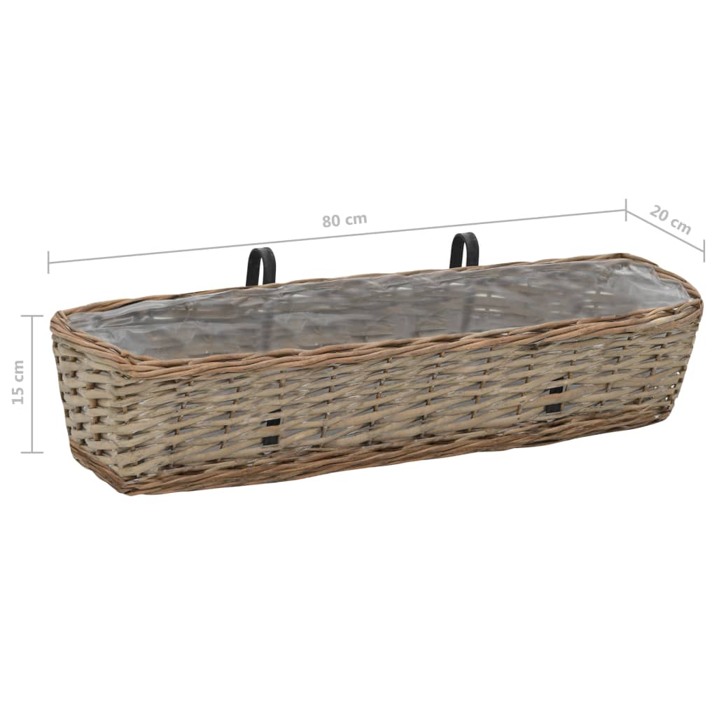 Balkonske sadilice 2 kom od pruća s PE oblogom 80 cm