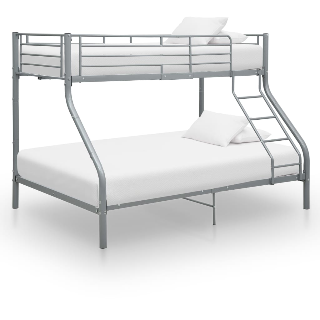 Okvir za krevet na kat sivi metalni 140 x 200 / 90 x 200 cm
