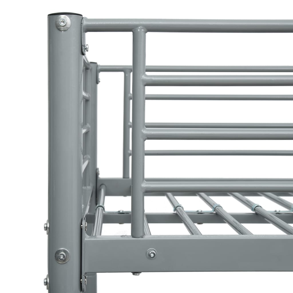 Okvir za krevet na kat sivi metalni 140 x 200 / 90 x 200 cm