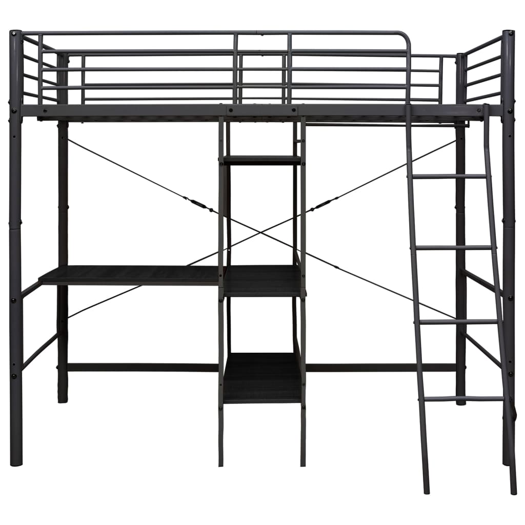 Krevet na kat sa stolićima u okviru crni metalni 90 x 200 cm