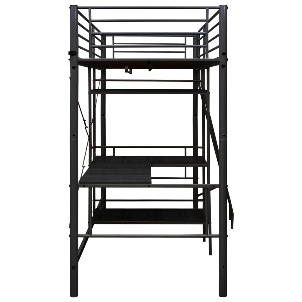 Krevet na kat sa stolićima u okviru crni metalni 90 x 200 cm