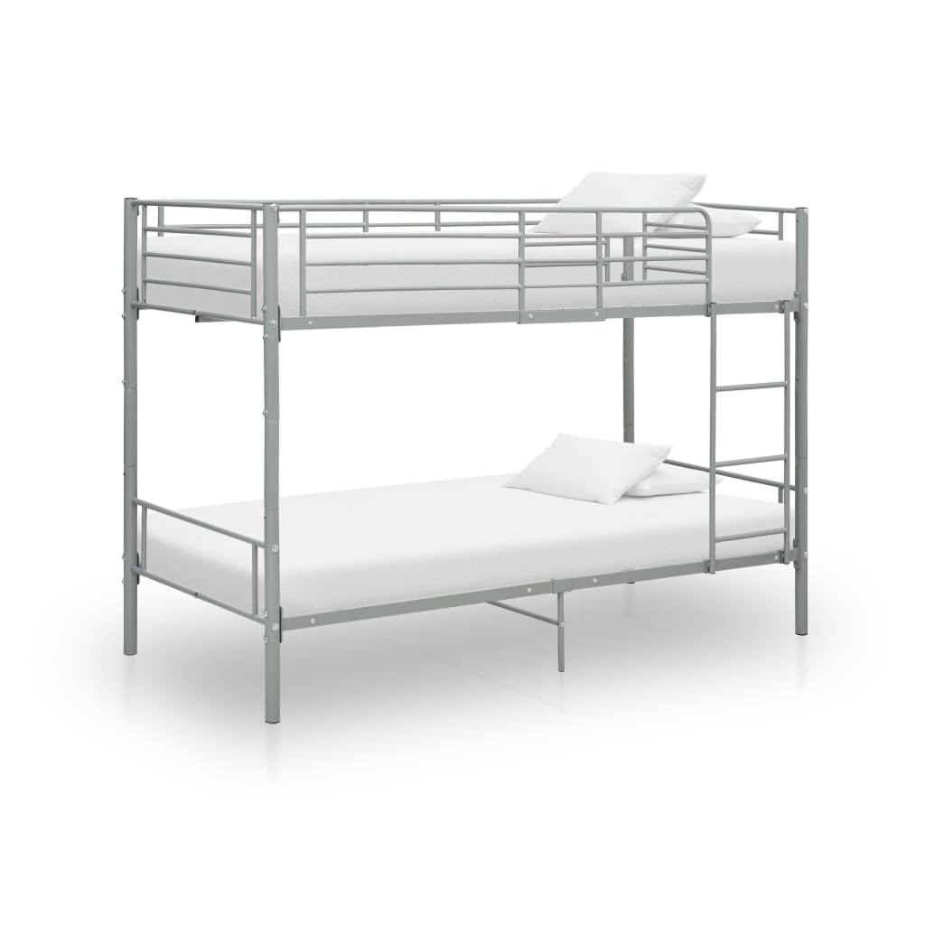Krevet na kat sivi metalni 90 x 200 cm