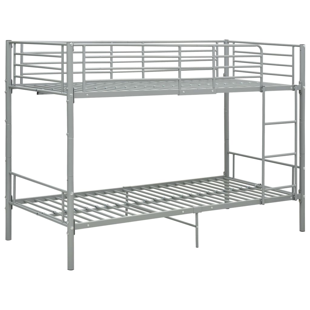 Krevet na kat sivi metalni 90 x 200 cm