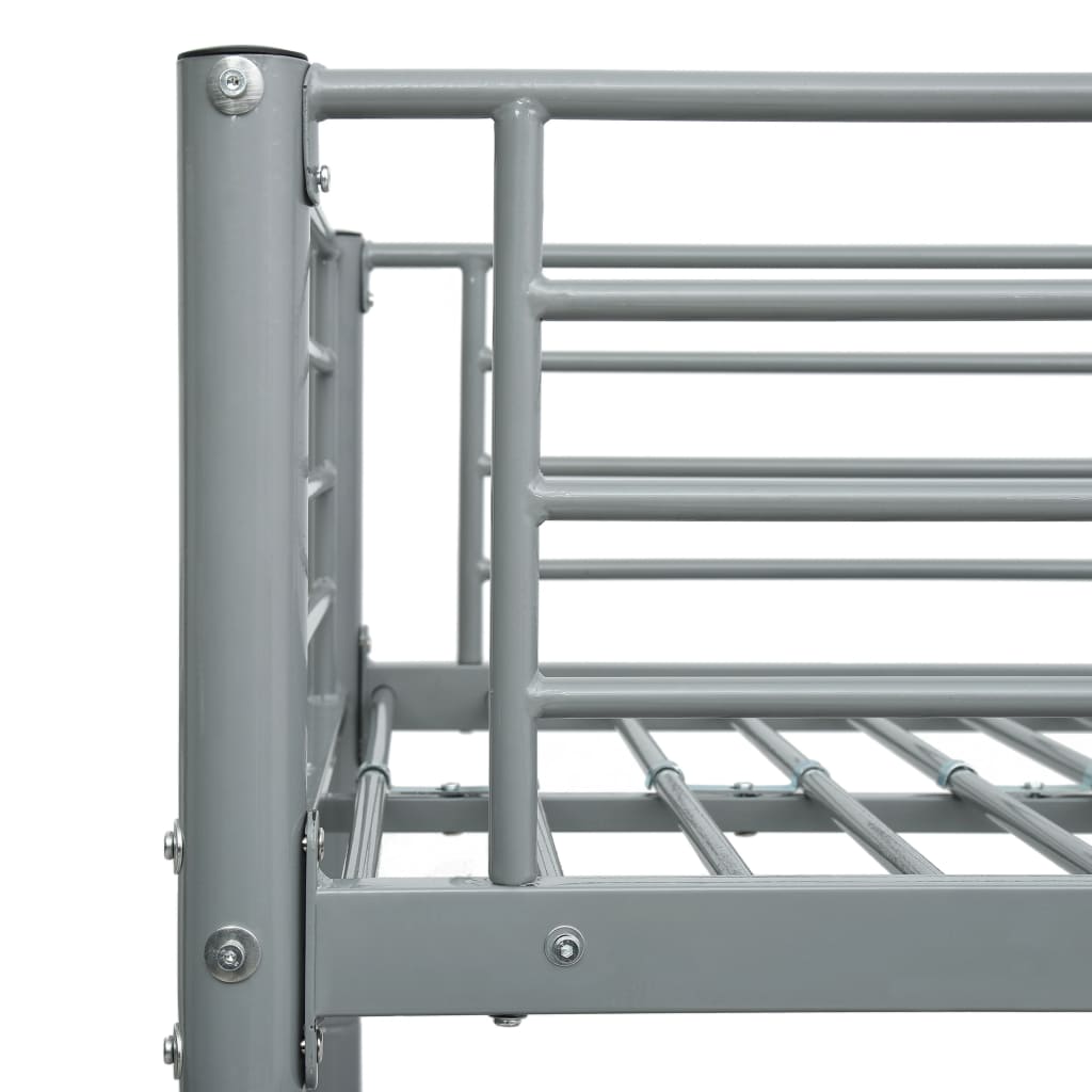 Krevet na kat sivi metalni 90 x 200 cm