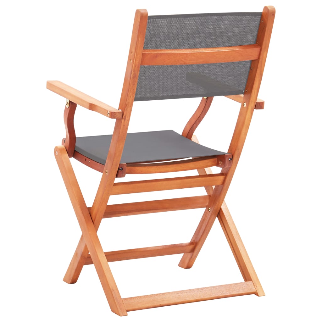 Sklopive vrtne stolice 2 kom sive drvo eukaliptusa i tekstilen