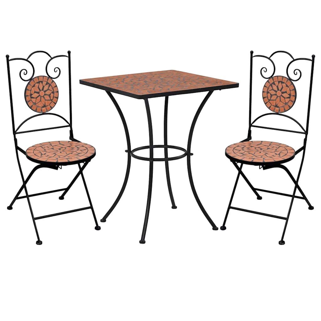 Bistro set s mozaikom boja cigle od željeza i keramike