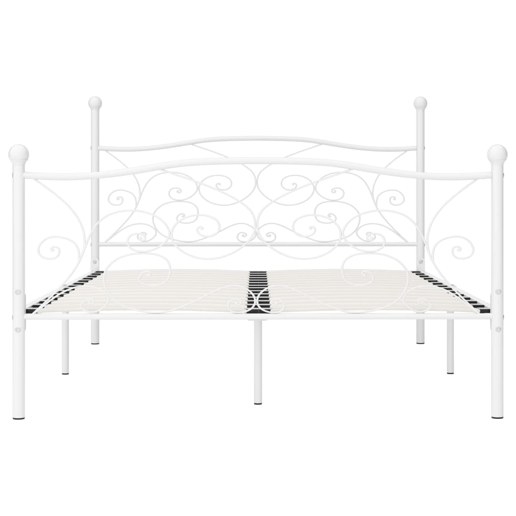 Okvir za krevet s podnicama bijeli metalni 120 x 200 cm