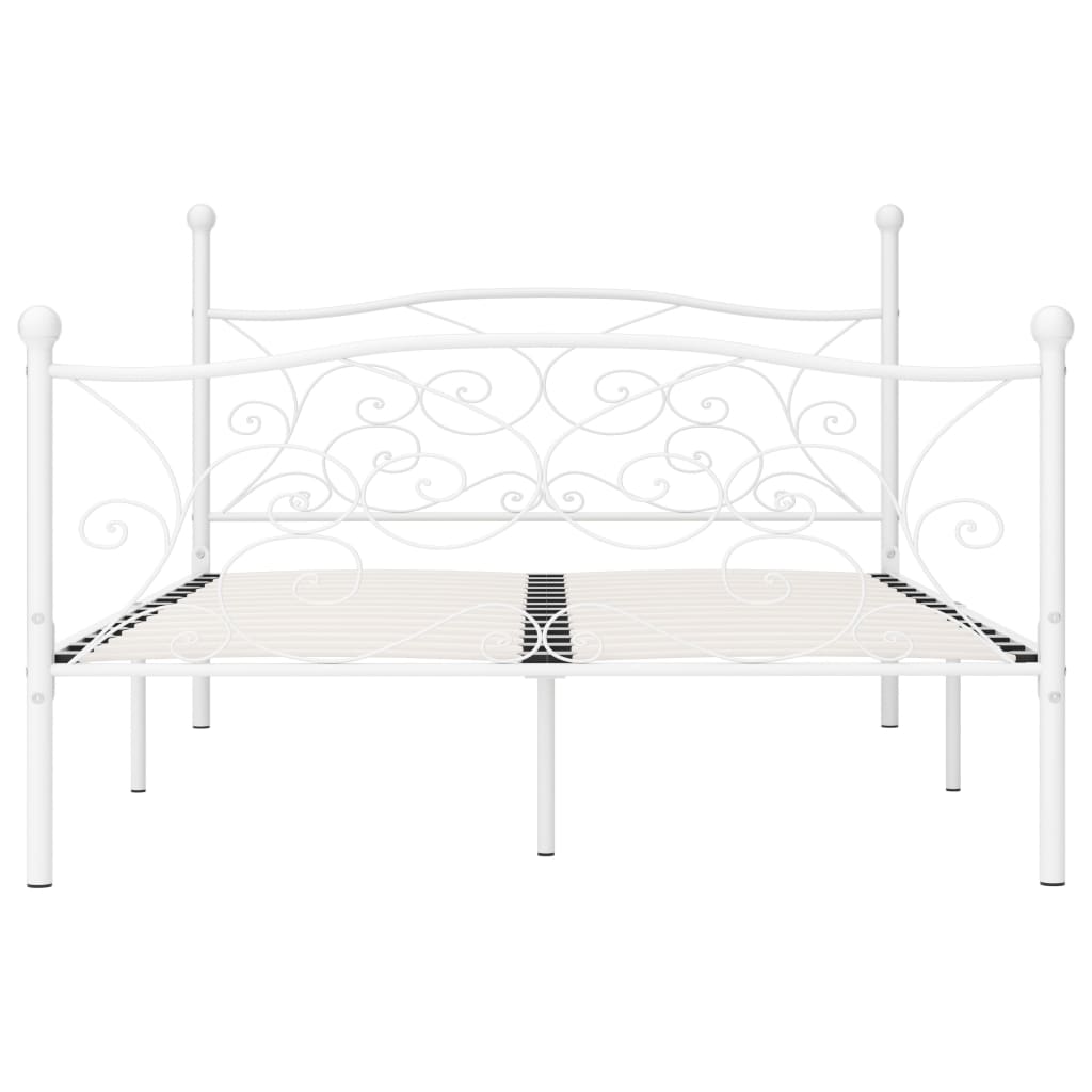 Okvir za krevet s podnicama bijeli metalni 160 x 200 cm