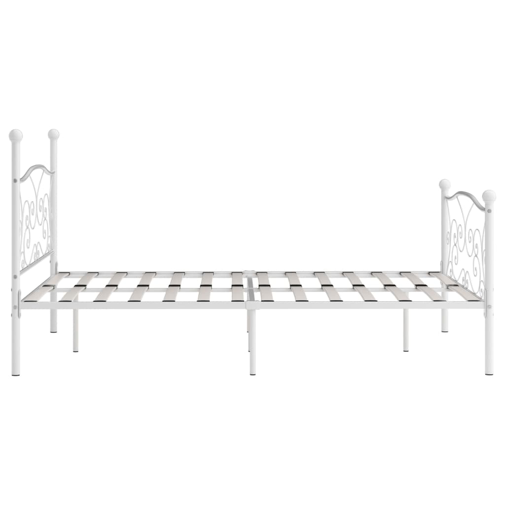 Okvir za krevet s podnicama bijeli metalni 160 x 200 cm