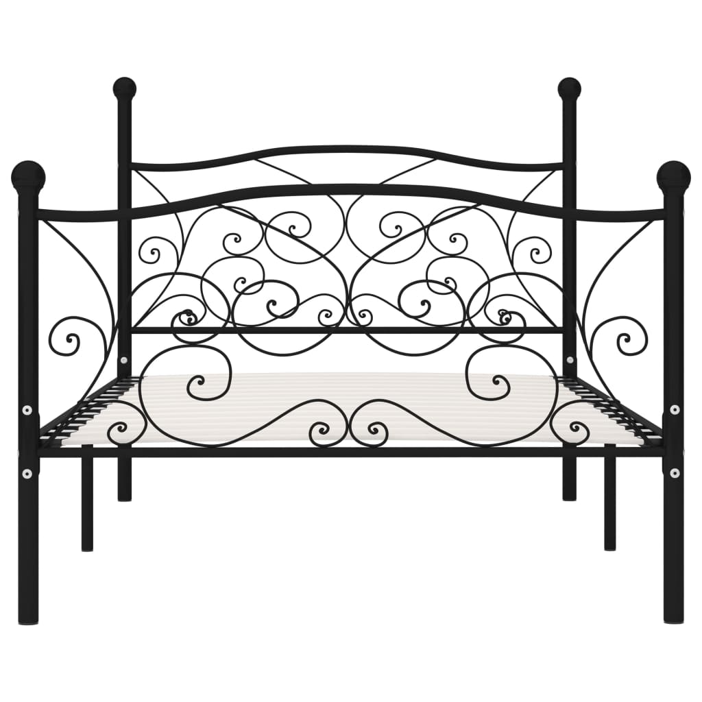 Okvir za krevet s podnicama crni metalni 100 x 200 cm