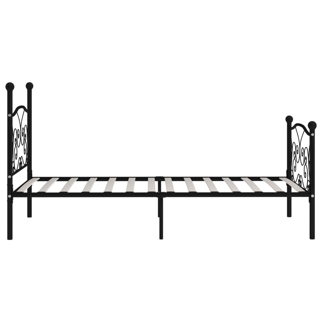 Okvir za krevet s podnicama crni metalni 100 x 200 cm