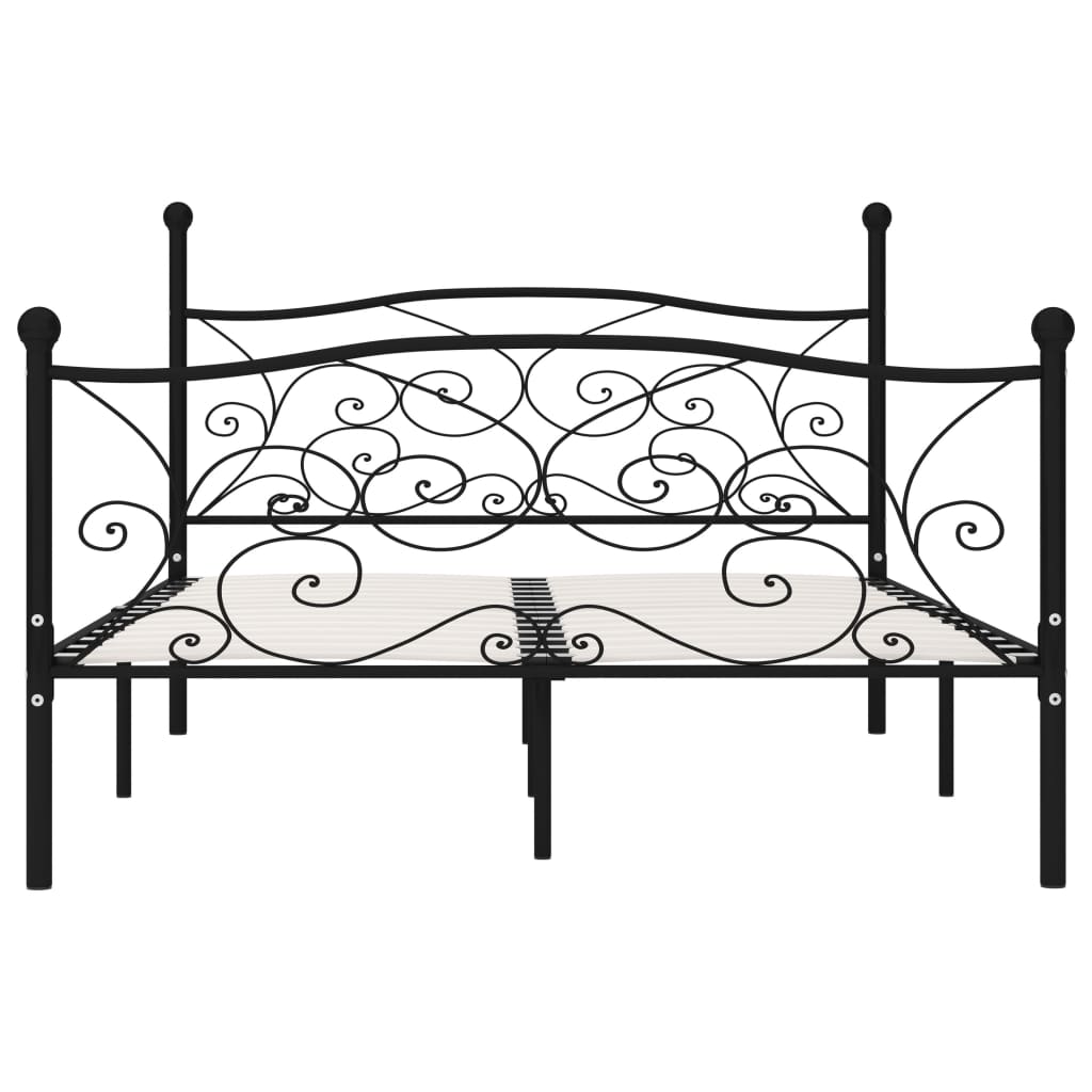 Okvir za krevet s podnicama crni metalni 140 x 200 cm
