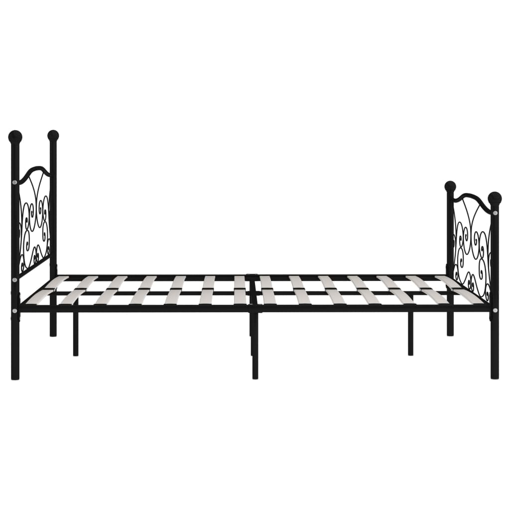 Okvir za krevet s podnicama crni metalni 140 x 200 cm