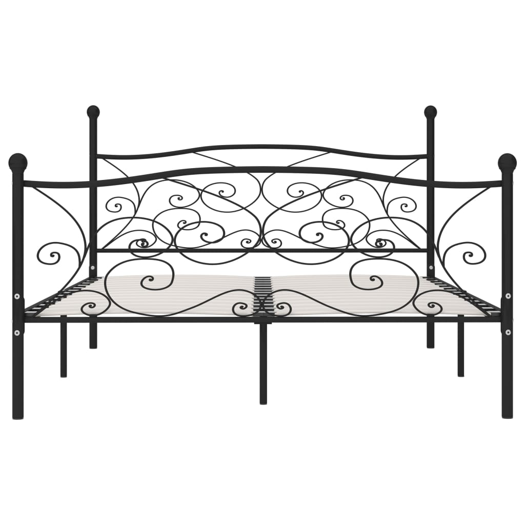 Okvir za krevet s podnicama crni metalni 180 x 200 cm