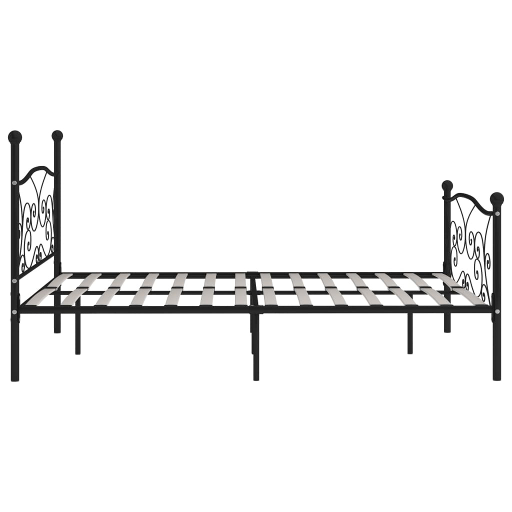 Okvir za krevet s podnicama crni metalni 180 x 200 cm