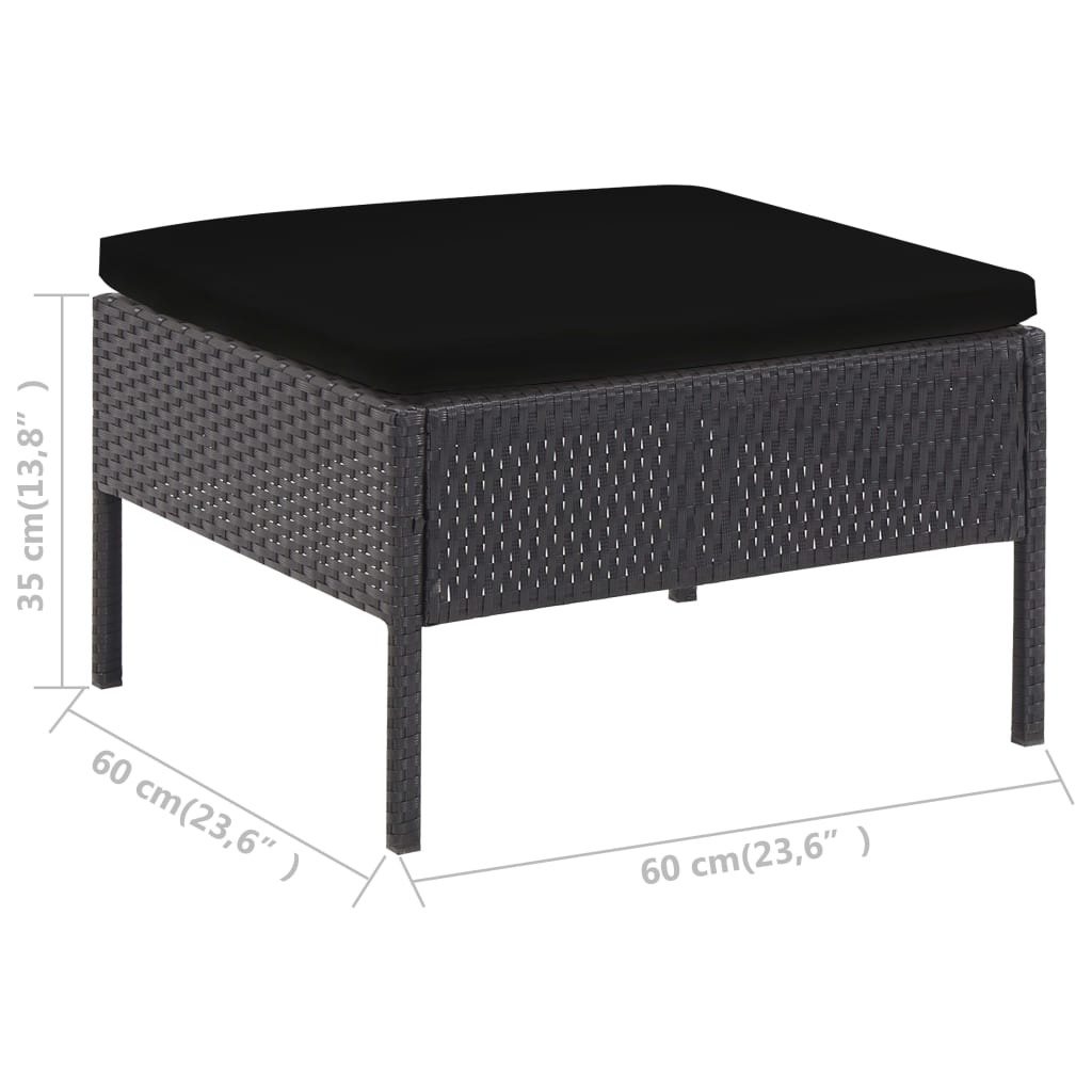 5-dijelni set vrtnih sofa od poliratana s jastucima crni