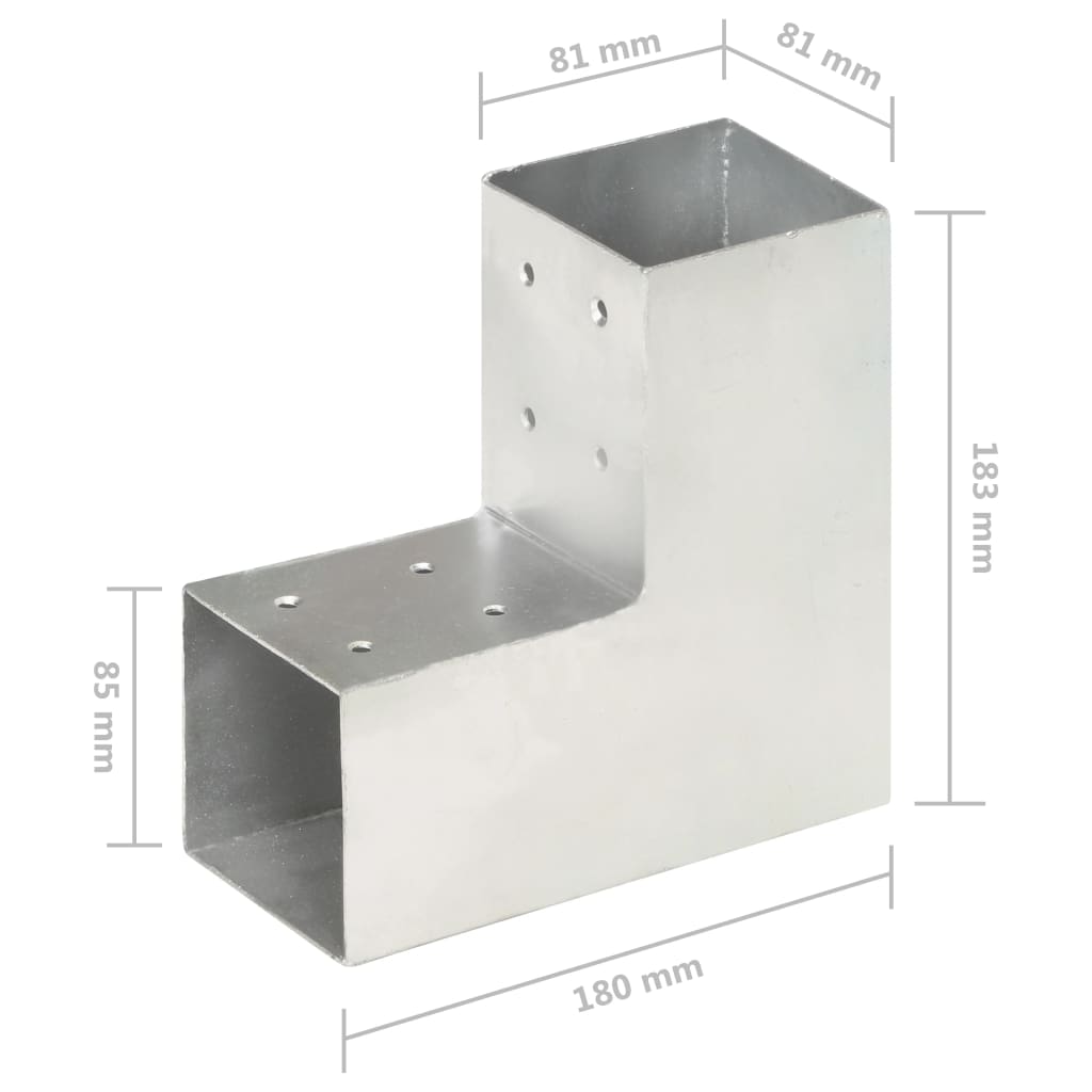 Spojnik za stupove u L-obliku od pocinčanog metala 81 x 81 mm