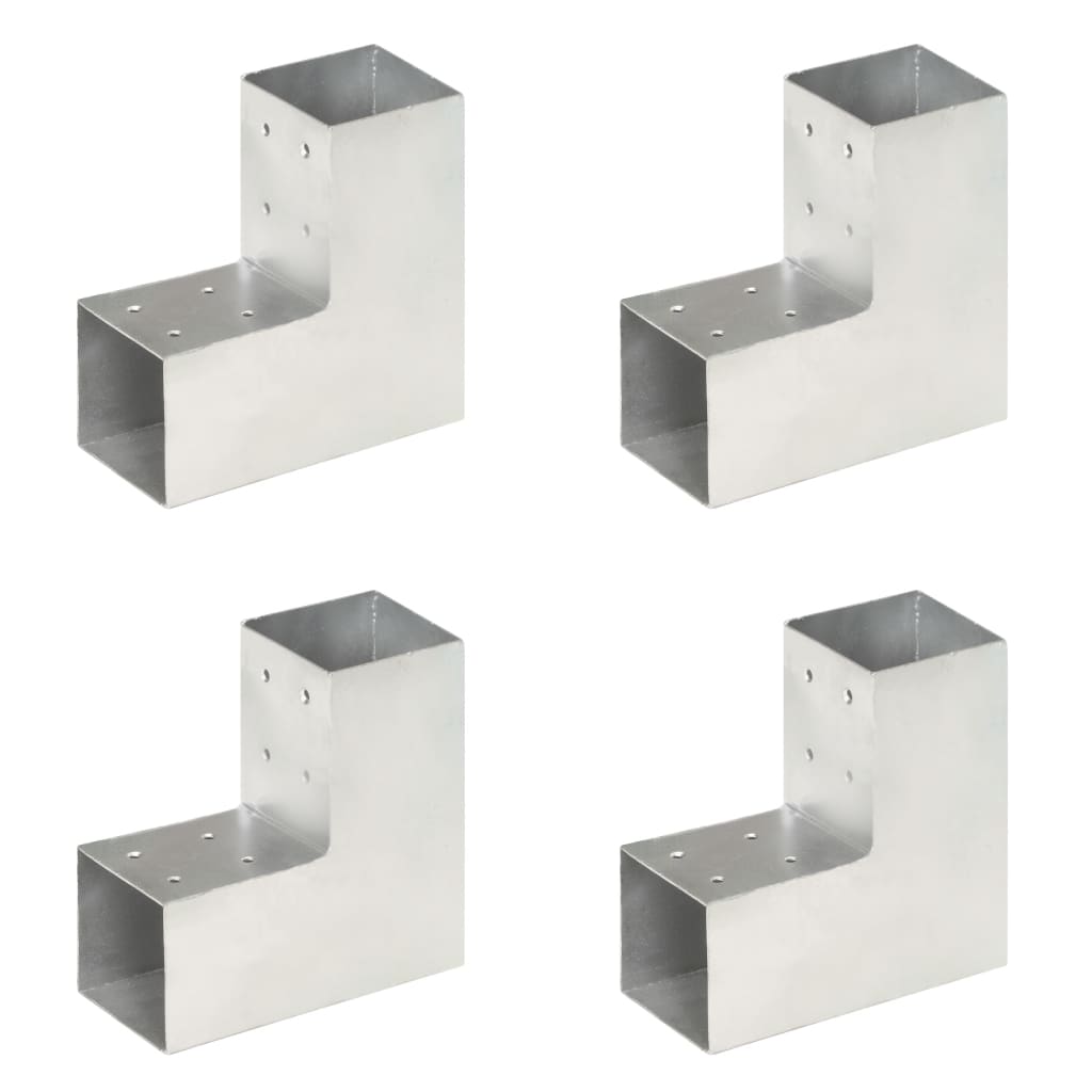 Spojnici za stupove u L-obliku 4 kom pocinčani metal 81 x 81 mm