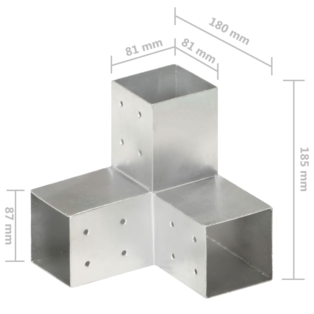 Spojnik za stupove u Y-obliku od pocinčanog metala 81 x 81 mm