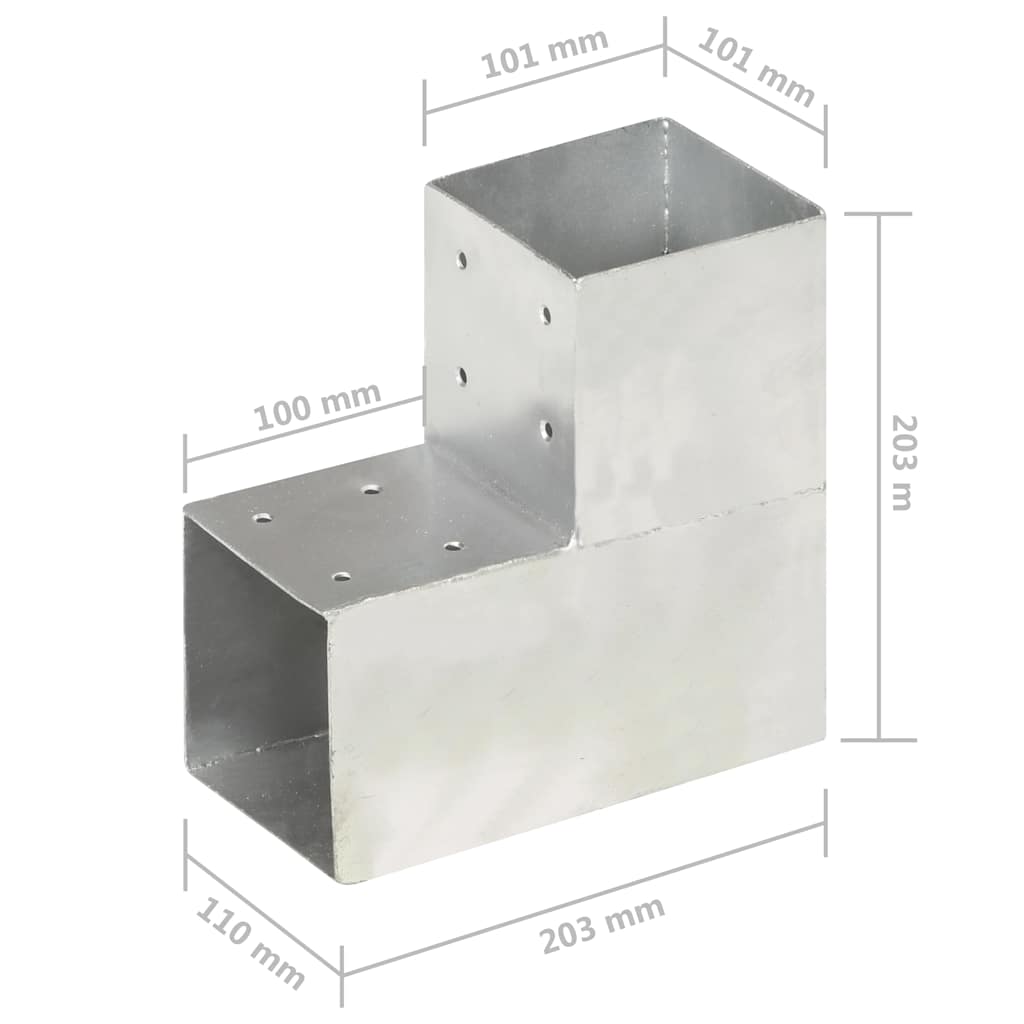 Spojnik za stupove u L-obliku od pocinčanog metala 101 x 101 mm