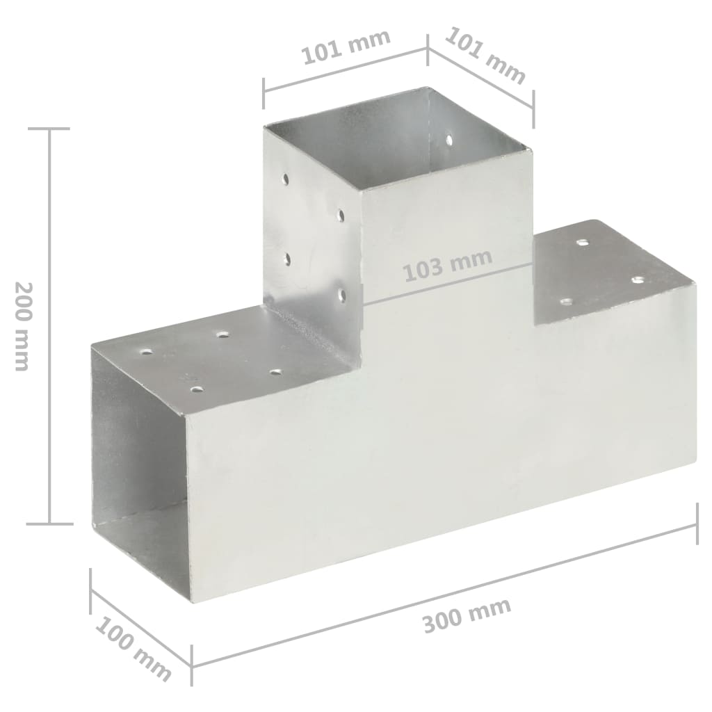 Spojnik za stupove u T-obliku od pocinčanog metala 101 x 101 mm