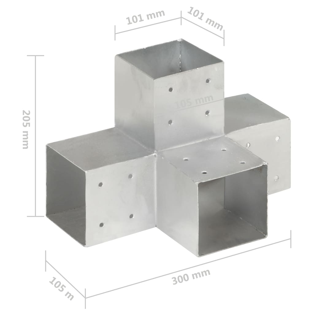 Spojnik za stupove u X-obliku od pocinčanog metala 101 x 101 mm