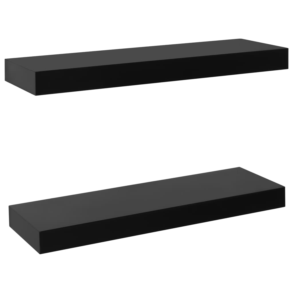 Plutajuće zidne police 2 kom crne 40 x 20 x 3,8 cm