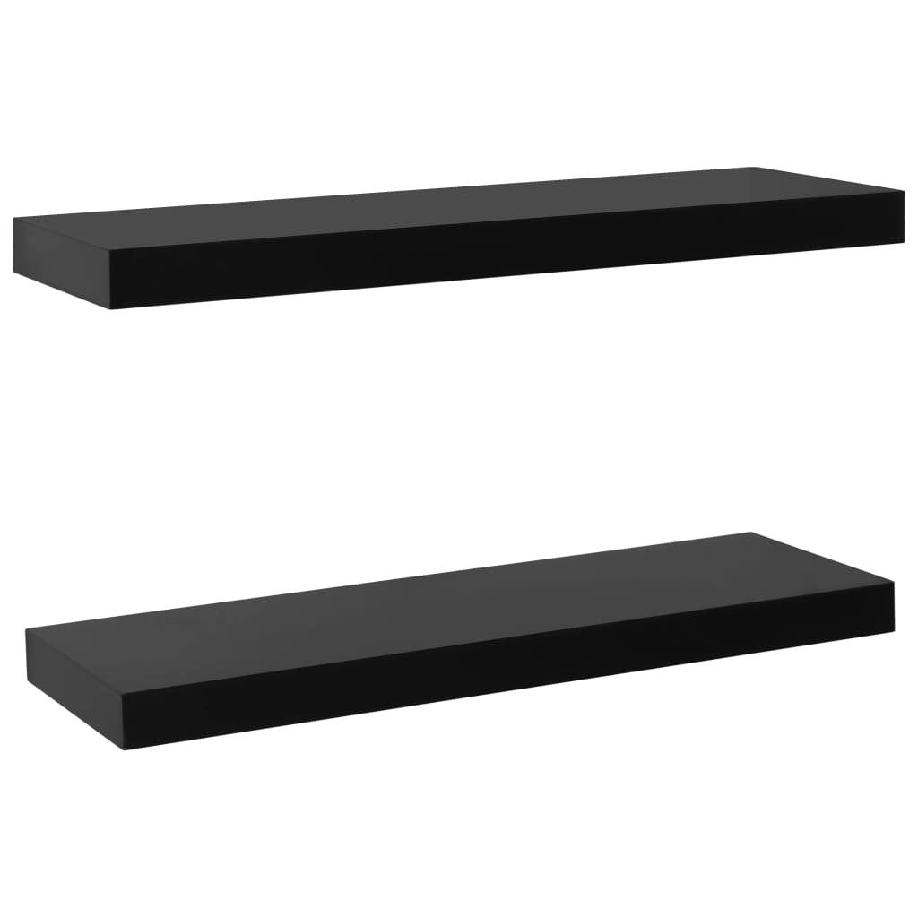 Plutajuće zidne police 2 kom crne 60 x 20 x 3,8 cm