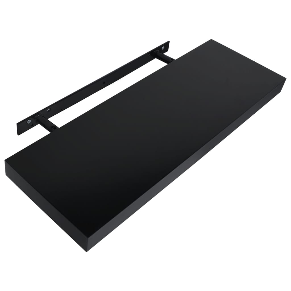 Plutajuće zidne police 2 kom crne 60 x 20 x 3,8 cm