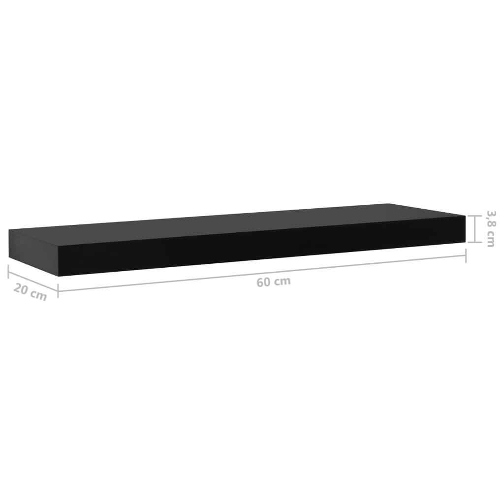 Plutajuće zidne police 2 kom crne 60 x 20 x 3,8 cm