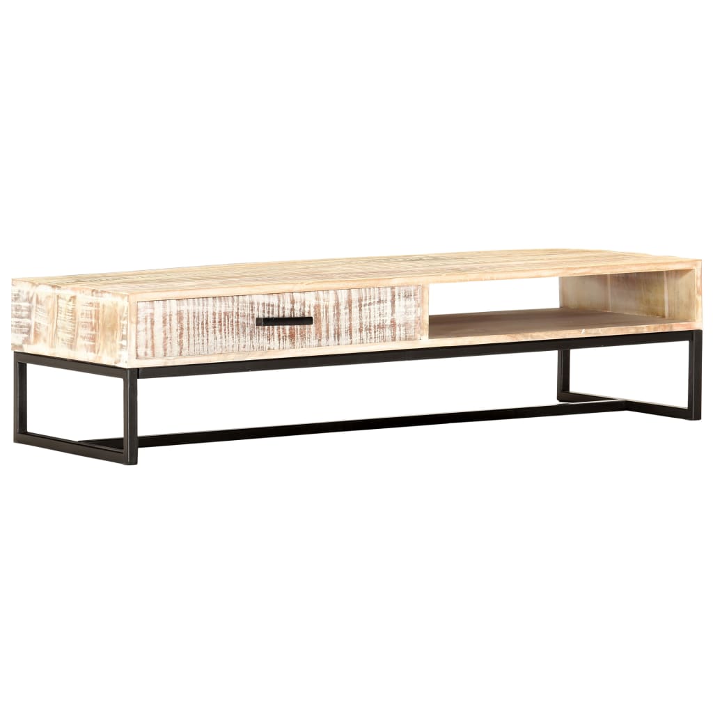 Stolić za kavu bijeli 117 x 50 x 30 cm masivno bagremovo drvo