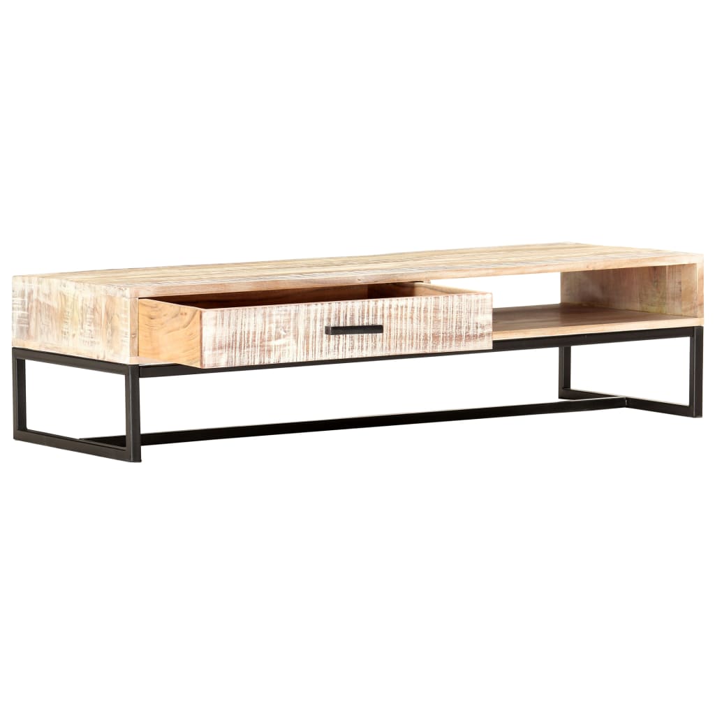 Stolić za kavu bijeli 117 x 50 x 30 cm masivno bagremovo drvo