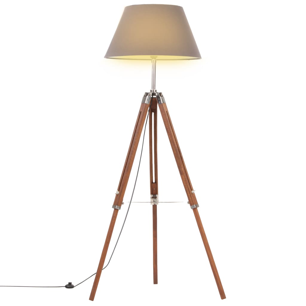 Podna svjetiljka s tronošcem medeno-siva od tikovine 141 cm