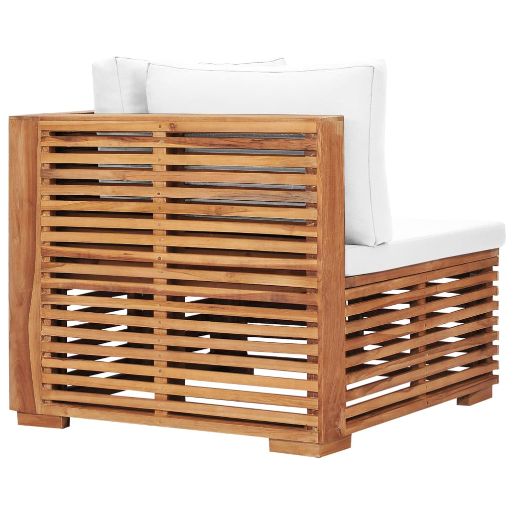 Vrtna kutna sofa s krem jastukom od masivne tikovine