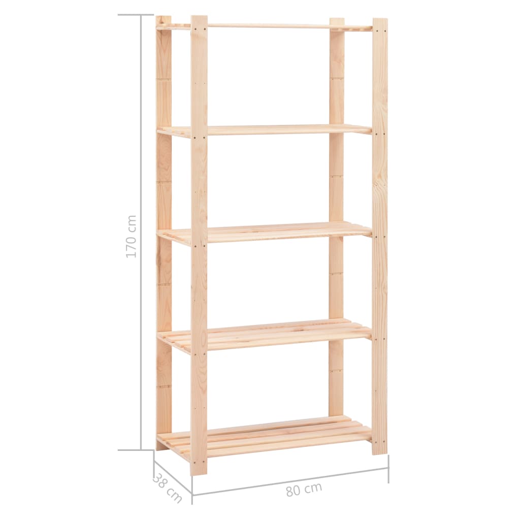 Stalci za pohranu s 5 razina 3 kom 80x38x170 cm borovina 250 kg