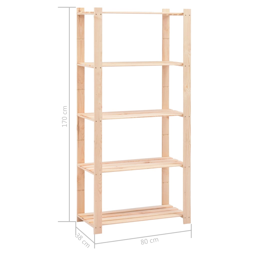 Stalci za pohranu 5 razina 10 kom 80x38x170 cm borovina 250 kg