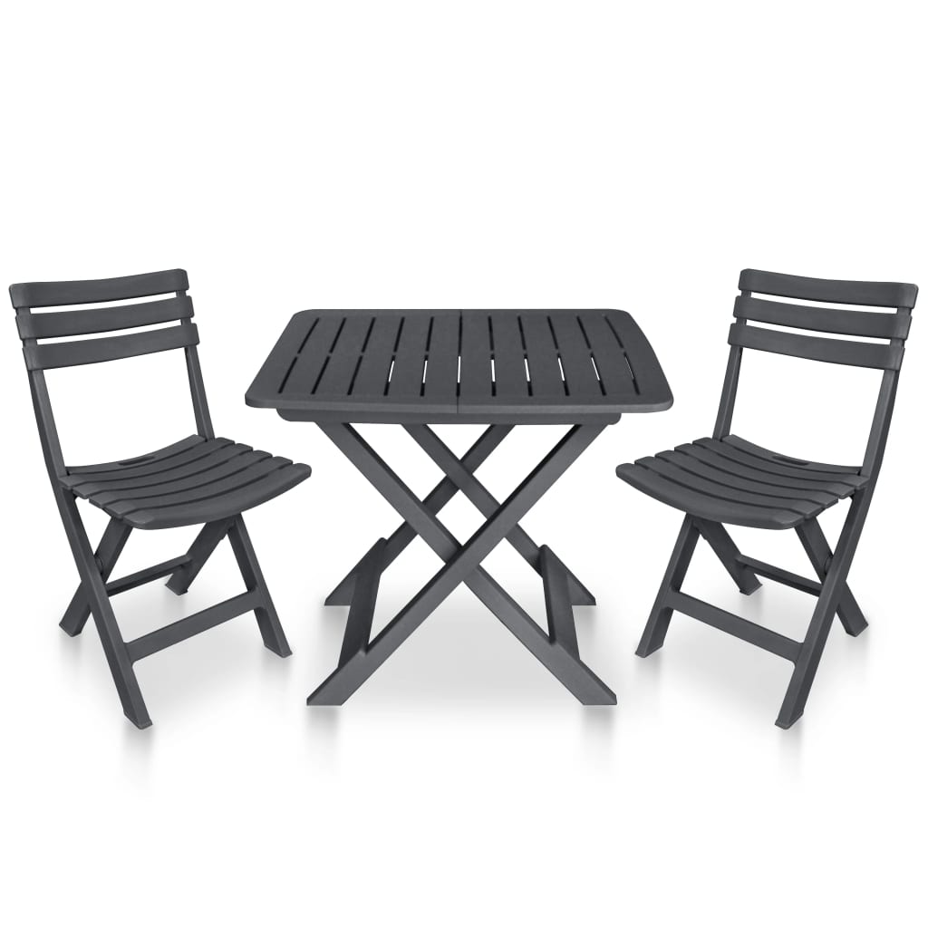 3-dijelni sklopivi bistro set plastični antracit
