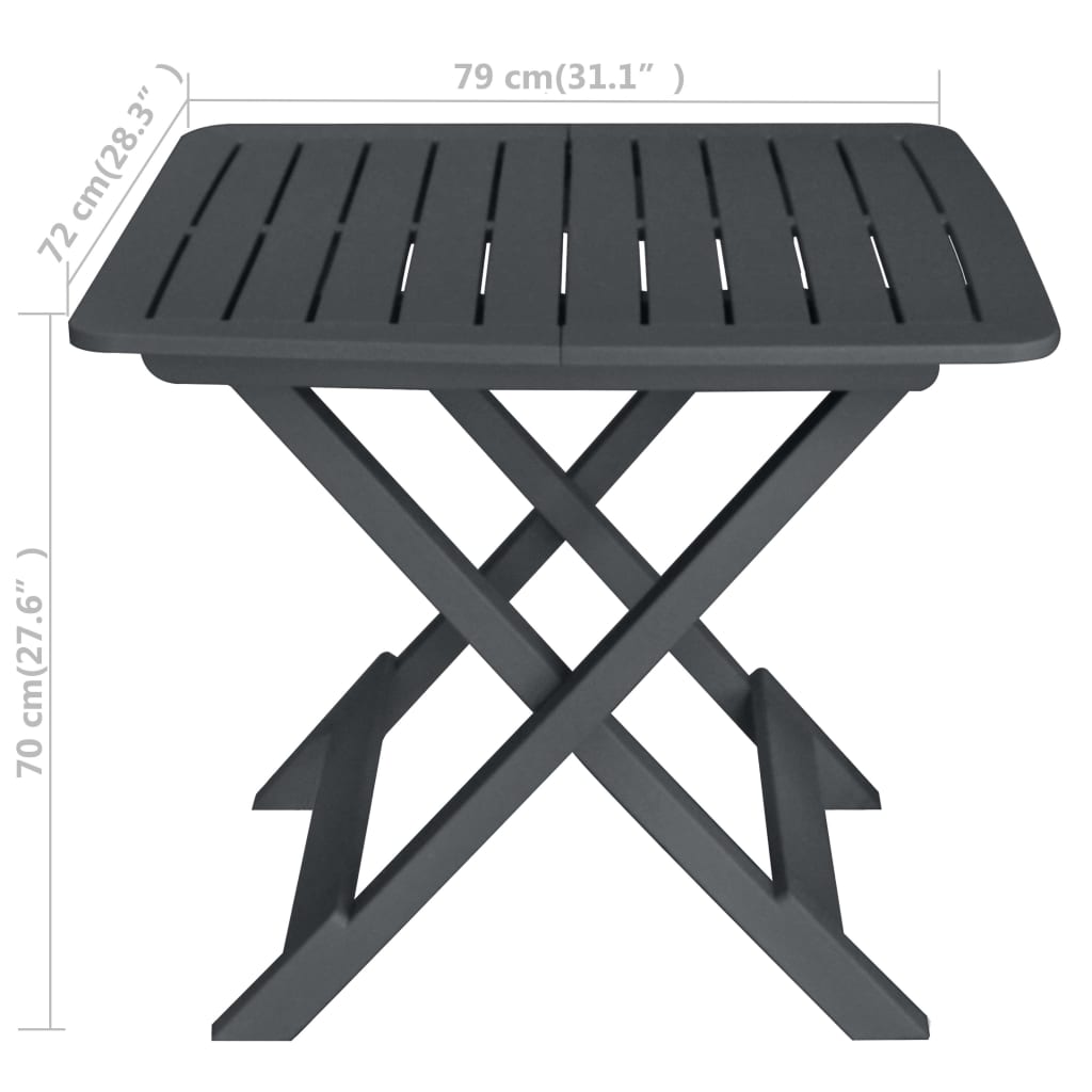 3-dijelni sklopivi bistro set plastični antracit