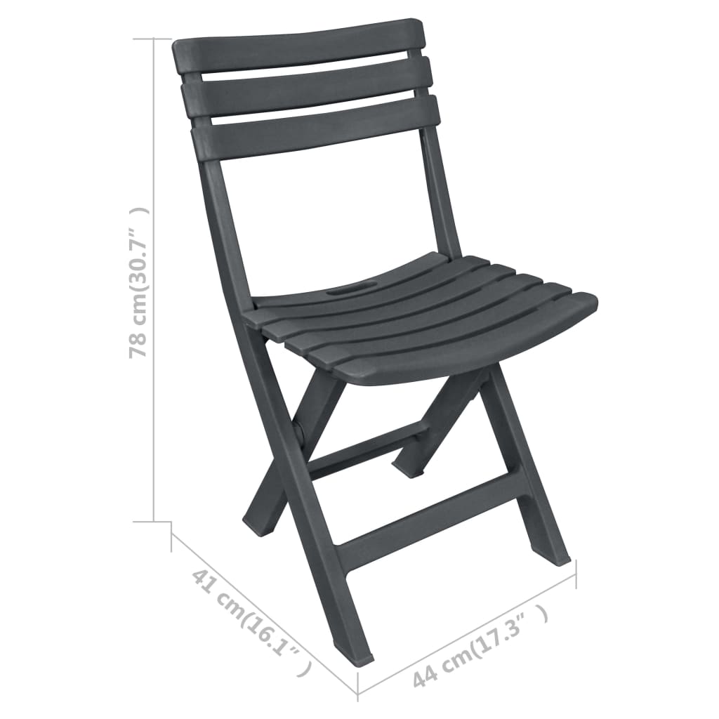 3-dijelni sklopivi bistro set plastični antracit