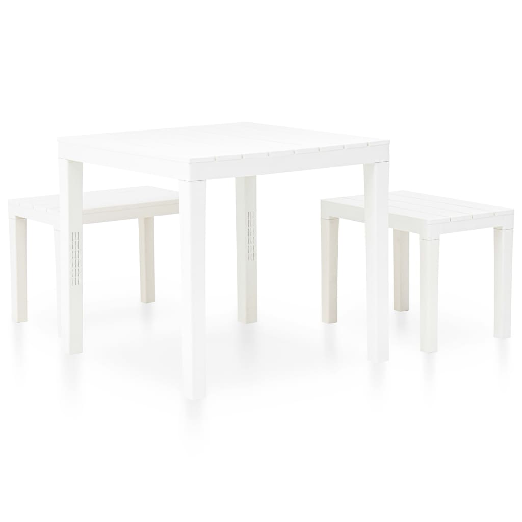 Vrtni stol s 2 klupe plastični bijeli
