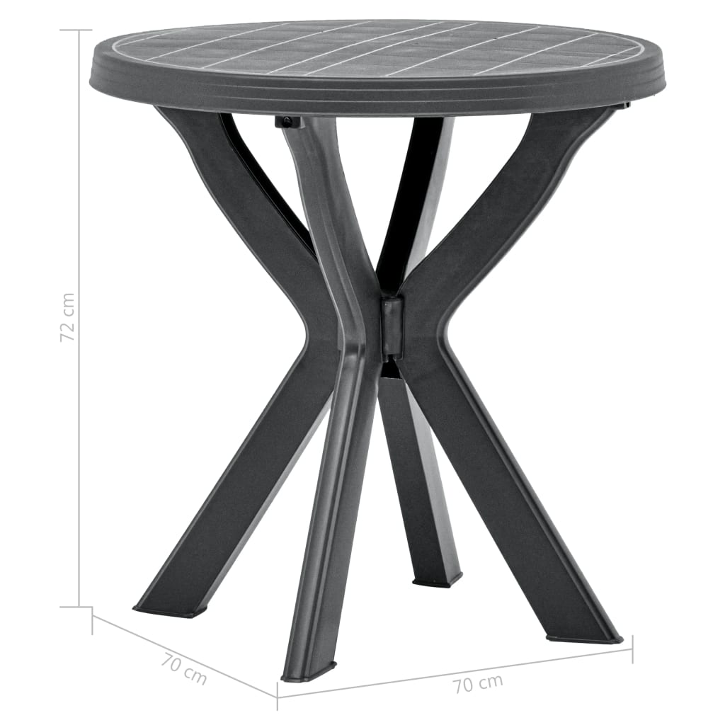 Bistro stol antracit Ø 70 cm plastični