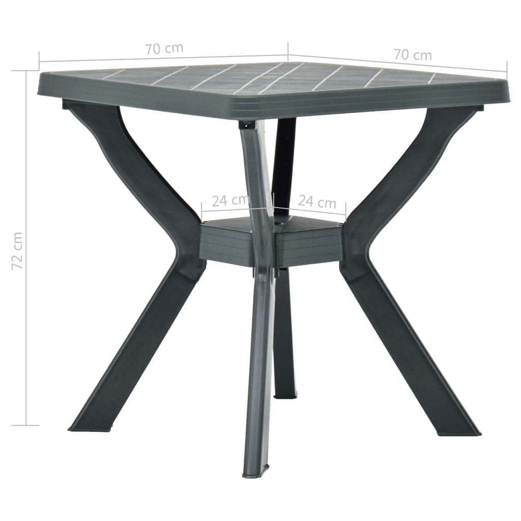 Bistro stol zeleni 70 x 70 x 72 cm plastični