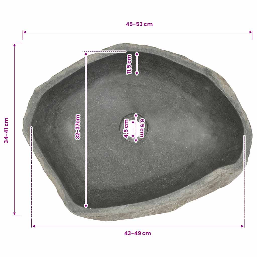 Umivaonik od riječnog kamena ovalni (45 - 53) x (34 - 41) cm
