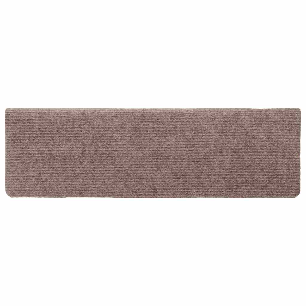 Prostirke za stepenice samoljepljive 15 kom 65x21x4 cm svijetlosmeđa pravokutni rub
