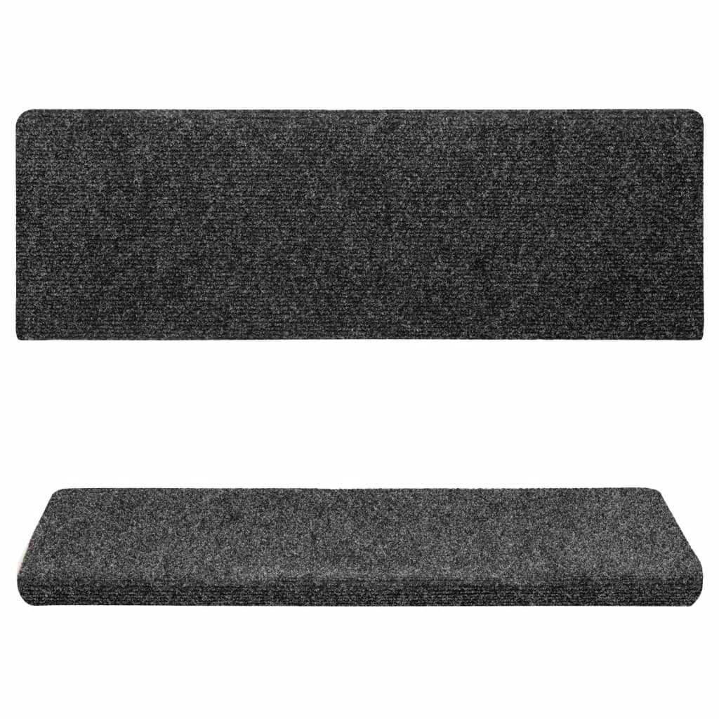Prostirke za stepenice samoljepljive 15 kom 65x21x4 cm tamnosive pravokutne rubove